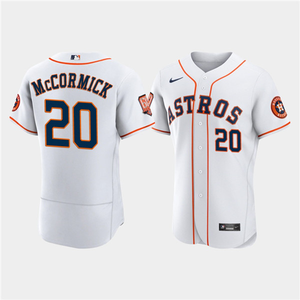 Men's Houston Astros #20 Chas McCormick White 60th Anniversary Flex Base Stitched Baseball Jersey